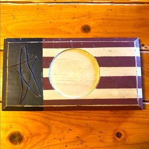 Americana Wooden Candle Holder w/Wire Star